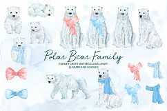 Watercolor clipart polar bear family for instant download Product Image 2