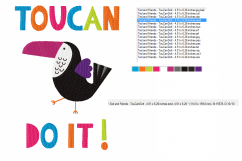 TOUCANDOIT ~ Machine Embroidery Design in 2 sizes - Instant Download ~ Toucan Sams Buddy ~ You Can Do It Motivation Product Image 2