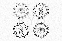 Floral Wreath Monogram Frame SVG PNG DXF EPS files Product Image 1