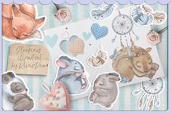 Cute sleeping baby animals watercolor clipart kit Product Image 1
