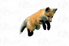 Red Fox Watercolor clip art, woodland watercolor fox, png Product Image 9