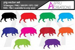 pig, pig silhouette, pig clipart, pig illustration, commercial use, pig SVG , EPS, DXF , PNG vector Product Image 1