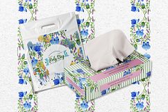 Ornament of blue flowers PNG watercolor set Product Image 6