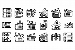 Airline tickets icons set, outline style Product Image 1