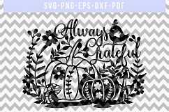 Grateful Pumpkin SVG Cut File, Autumn Papercut Template, DXF Product Image 1