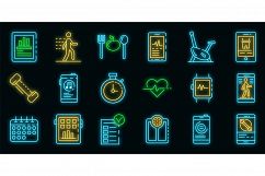 Apps for fitness icons set vector neon Product Image 1