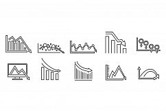 Regression chart icons set, outline style Product Image 1
