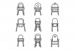 Dinner feeding chair icons set, outline style Product Image 1