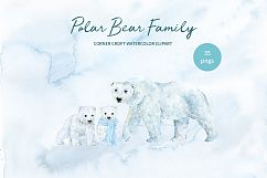 Watercolor clipart polar bear family for instant download Product Image 5