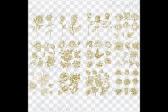 Gold Glitter Rose 81 Clip Arts Set, Fairy Glitter Flowers Product Image 7