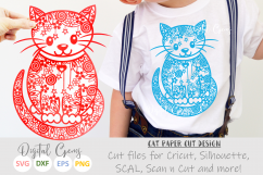 Cat paper cut SVG / DXF / EPS files Product Image 1