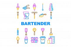 Bartender Accessory Collection Icons Set Vector Product Image 1