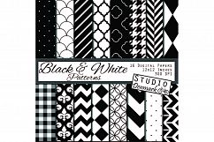 Black and White Patterned Digital Paper - 16 Papers Product Image 1