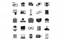 Remote access data icons set, simple style Product Image 1