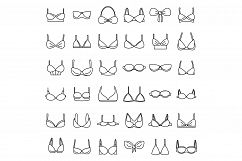Modern bra icons set, outline style Product Image 1