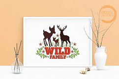 Machine Embroidery Design Saying Wild Family Deer Wall Art Product Image 1