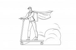 Courier Man Riding Scooter Delivery Service Vector Product Image 1