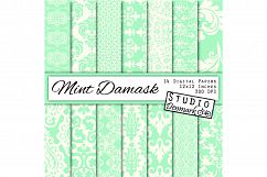 Mint Damask Digital Paper Product Image 1