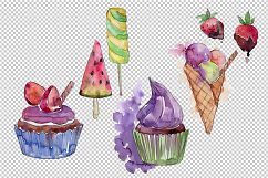 Watercolor mix cool ice cream PNG set Product Image 1
