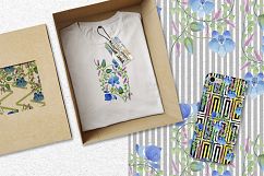 Ornament of blue flowers PNG watercolor set Product Image 2