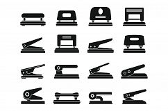 Hole puncher office icons set, simple style Product Image 1