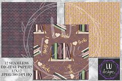 Book Lover Digital Papers, Back To School Seamless Pattern Product Image 2