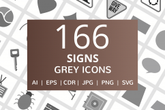 166 Sign Flat Greyscale Icons Product Image 1