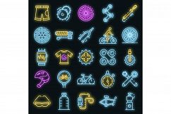 Cycling equipment icons set vector neon Product Image 1