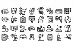 Quality assurance icons set, outline style Product Image 1
