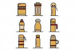 Vacuum insulated water bottleicons set vector flat Product Image 1