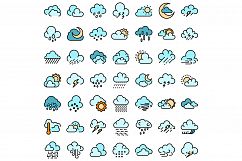 Cloudy weather icons set vector flat Product Image 1