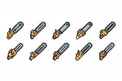 Chainsaw icons set vector flat Product Image 1