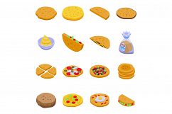 Pita bread icons set, isometric style Product Image 1