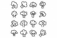 Broccoli icons set, outline style Product Image 1