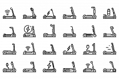 Electric scooter icons set, outline style Product Image 1