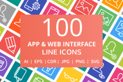 100 App &amp; Web Interface Line Multicolor B/G Icons Product Image 1