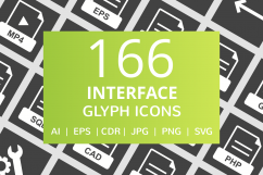 166 Interface Glyph Inverted Icons Product Image 1