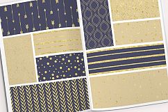 Gold and Navy Blue Patterns Tiling - seamless digital paper Product Image 3
