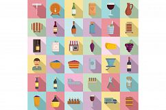 Winemaker icons set, flat style Product Image 1