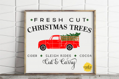 FRESH CUT CHRISTMAS TREES | RED TRUCK CHRISTMAS SVG DXF PNG Product Image 2