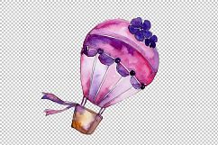Purple balloons PNG watercolor set Product Image 2