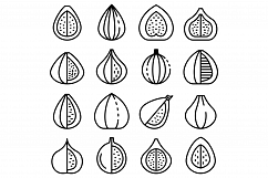 Figs icons set, outline style Product Image 1
