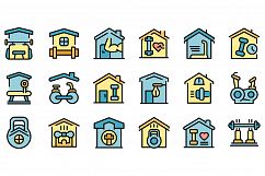 Home gym icons set vector flat Product Image 1