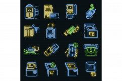 Bank terminal icons set vector neon Product Image 1