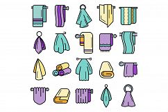 Towel icon set line color vector Product Image 1