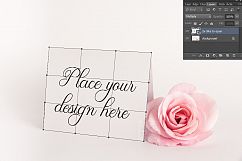 Greeting Card Mock up perspective mockup floral feminine stock photo psd smart template Horizontal 5.5 x 4.25  Product Image 3