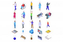 Nursing home icons set, isometric style Product Image 1