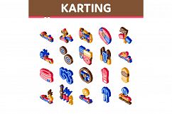 Karting Motorsport Isometric Icons Set Vector Illustration Product Image 1