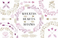 Wreaths, hearts, arrows - EPS &amp; PNG Product Image 1