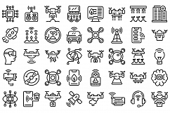 Drone technology icons set, outline style Product Image 1